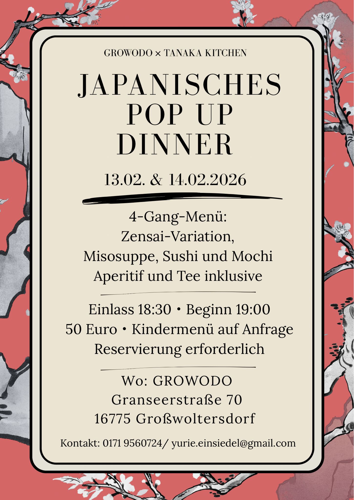 Flyer: Japanisches Pop-Up Dinner Februar 2026